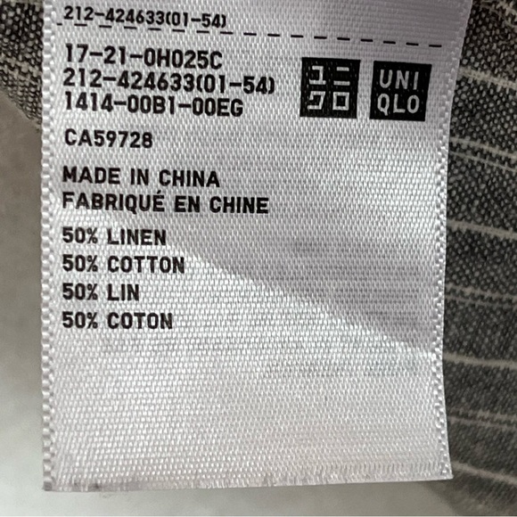 Uniqlo Cotton Linen Grey Stripe Lightweight Oversized Jacket Belt Women’s XS - Picture 8 of 10